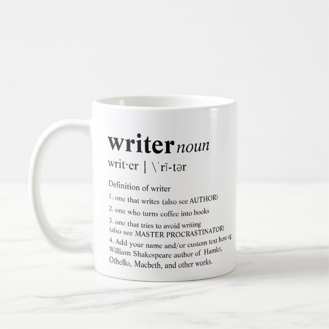 Writer Fun Personalised Dictionary Coffee Mug (Left)