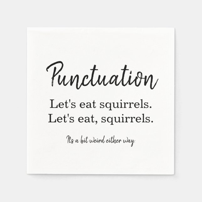 Writer Humour Funny Punctuation Typography Napkin (Front)