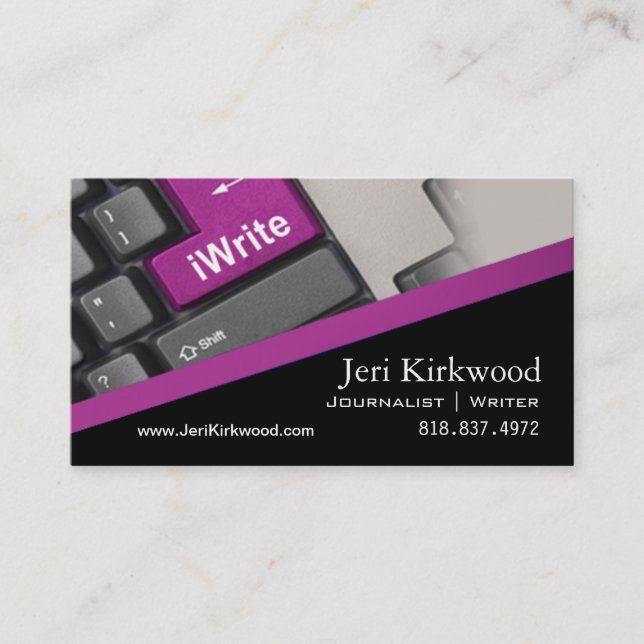 Writer Journalist Author Reporter Novelist Business Card (Front)