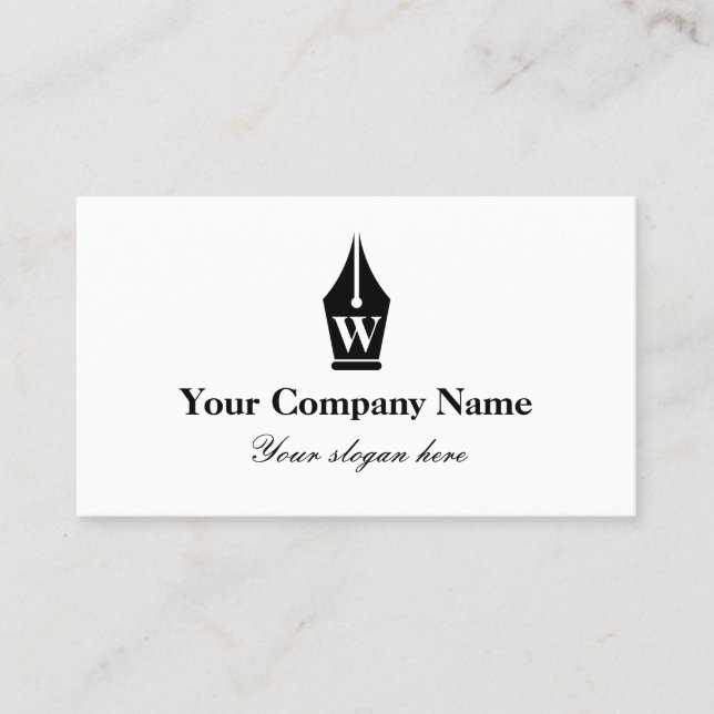 Writer logo monogram template ink pen writing business card (Front)