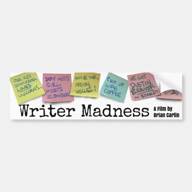"Writer Madness" Movie Bumper Sticker (Front)