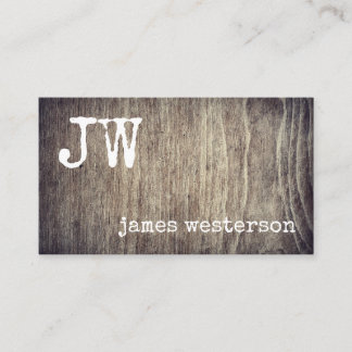 Writer Monogram Simple Rustic Wood Vintage Business Card