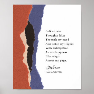 Writer Name Motivational Poem Abstract Torn Paper Poster