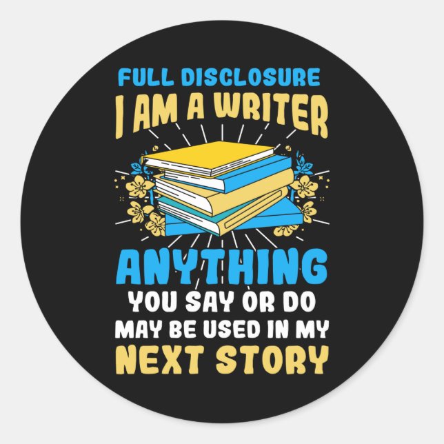 Writer Next Story Writer Author Book Classic Round Sticker (Front)