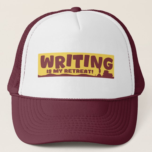 Writer Retreat Vintage Vacation Art Style Trucker Hat (Front)