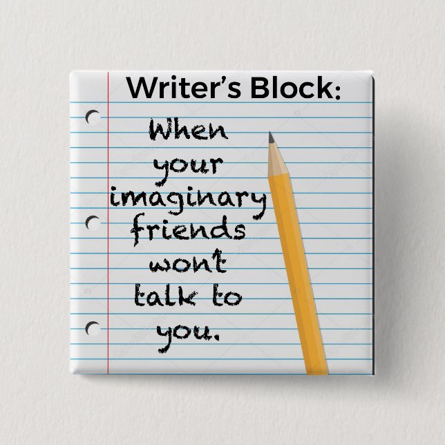 Writer’s Block 15 Cm Square Badge (Front)