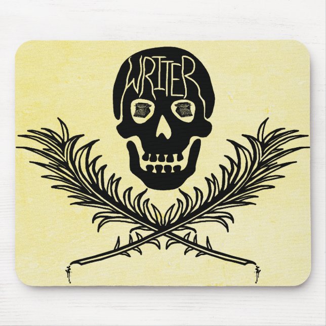 Writer Skull and Crossbones Quills Mouse Mat (Front)