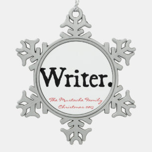 Writer Snowflake Pewter Christmas Ornament