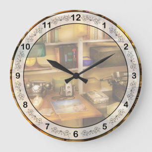 Writer - The desk of a writer Large Clock