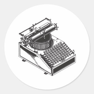 Writer -Type Writing Machine - Typewriter Classic Round Sticker