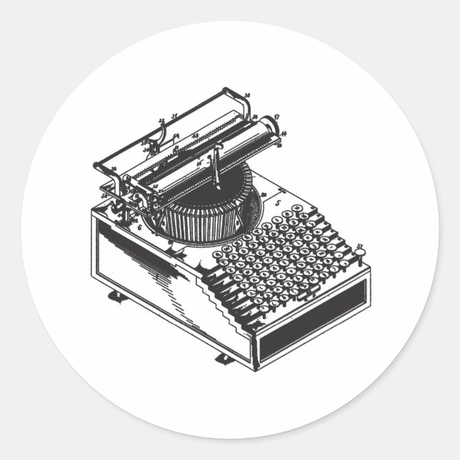 Writer -Type Writing Machine - Typewriter Classic Round Sticker (Front)