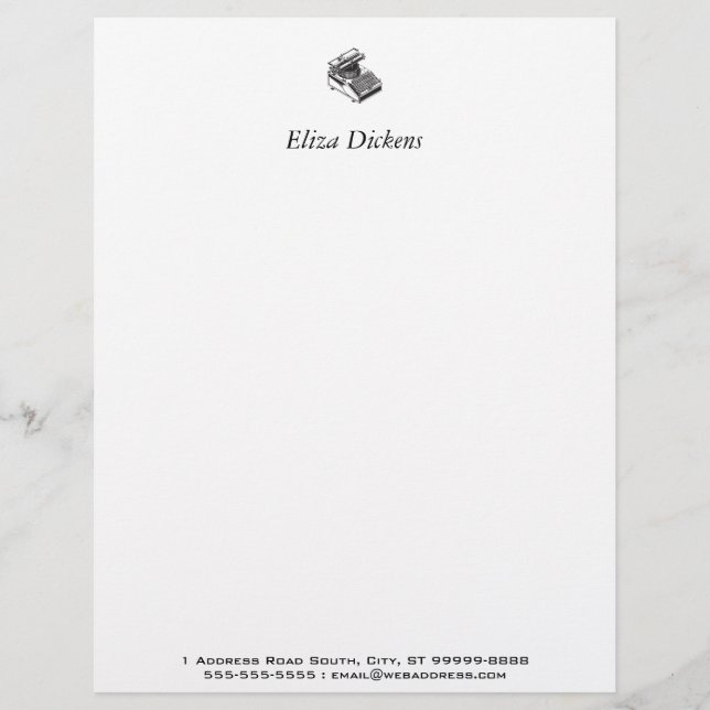 Writer -Type Writing Machine - Typewriter Custom Letterhead (Front)
