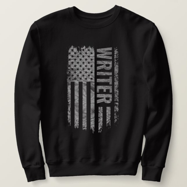 Writer USA Flag Distressed design Sweatshirt (Design Front)
