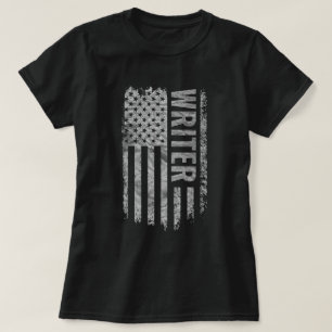 Writer USA Flag Distressed design T-Shirt