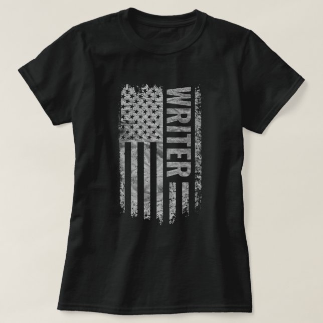 Writer USA Flag Distressed design T-Shirt (Design Front)