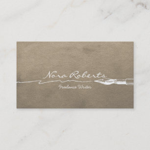 Writers Authors Editor White Dip Pen Brown Paper Business Card