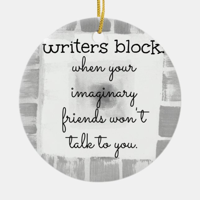 Writers Block Ceramic Tree Decoration (Front)