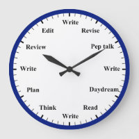 Writer's Clock - Writing Job Fun Dark Blue Clock