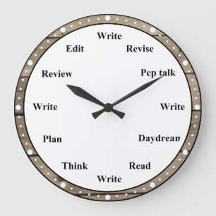 Writer's Clock - Writing Job Fun Faux Brown Wood