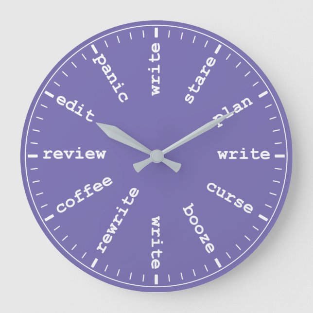 Writer's Clock Writing Profession Career in Purple (Front)