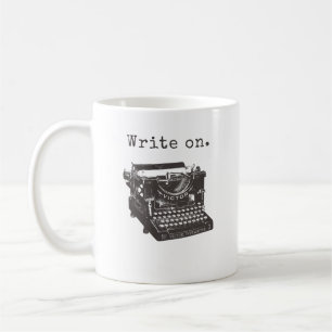 Writers Coffee Mug, typewriter, heart, write on Mug