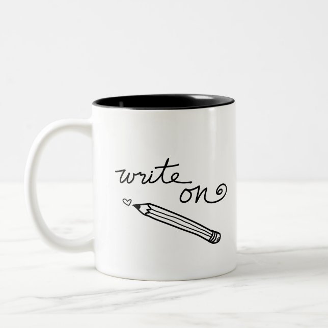 Writer's handwritten mug - "Write On" (Left)