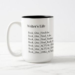 Writer's Life Funny Final Draft File Names Coffee Two-Tone Coffee Mug