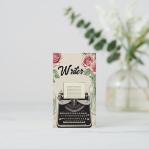 Writers Typewriter with Roses  Business Card