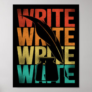 Writing Author Write Retro Vintage Poster