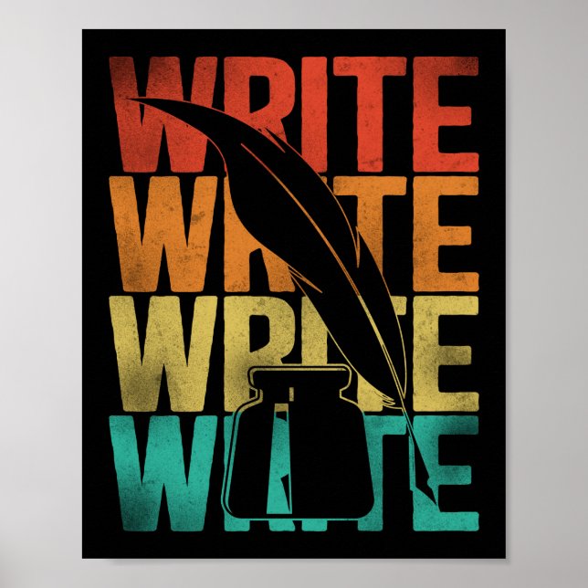 Writing Author Write Retro Vintage Poster (Front)