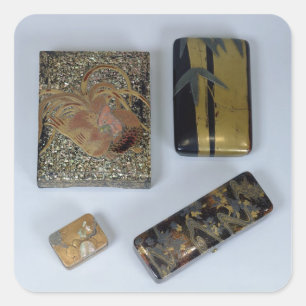 Writing case decorated with a cockerel square sticker