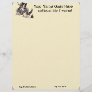 Writing Cat Stationery Custom Letterhead