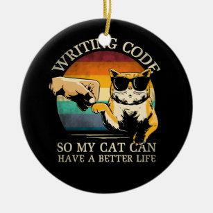Writing Code So My Cat Can Have A Better Life Ceramic Tree Decoration