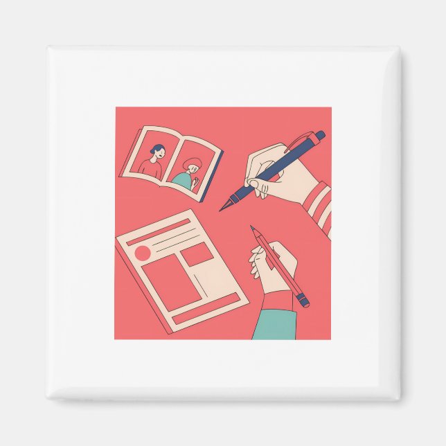 Writing Colourful Expressive Digital Art Illustrat Magnet (Front)