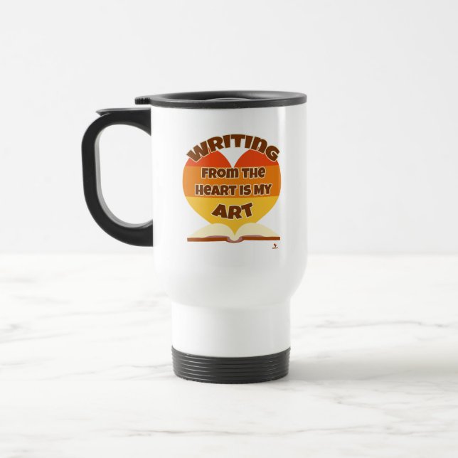 Writing From the Heart Is My Art Epic Author Logo Travel Mug (Left)