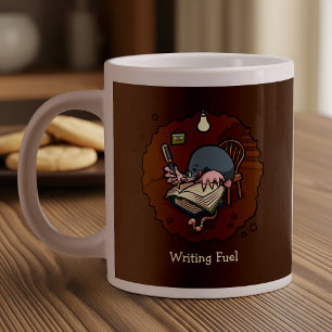 Writing Fuel Cute Cartoon Mole Writer In Burrow Large Coffee Mug