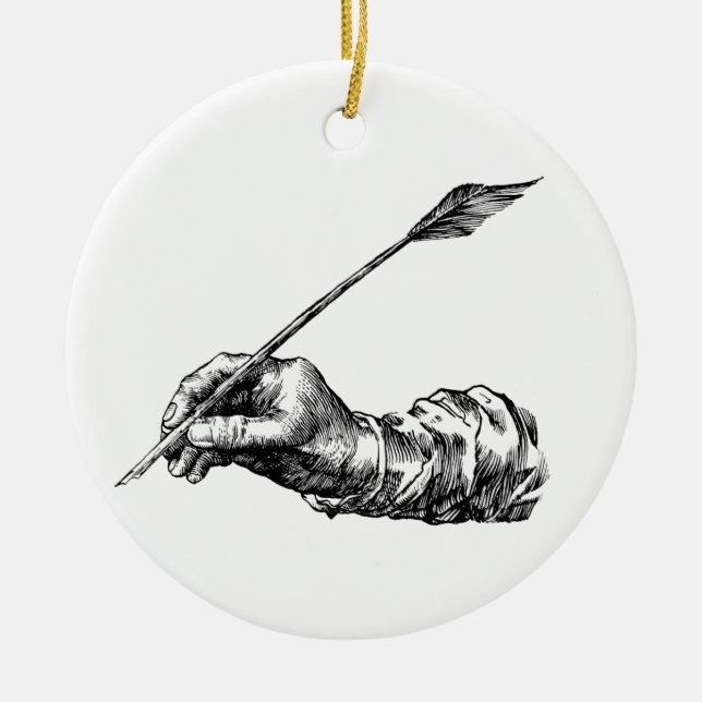 Writing Hand Ceramic Tree Decoration (Front)