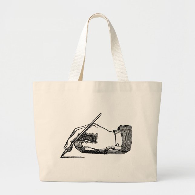 Writing Hand Totebag Large Tote Bag (Front)