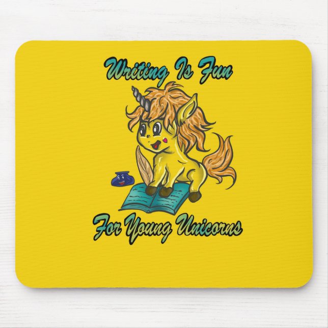 Writing Is Fun For Young Unicorns Mouse Mat (Front)