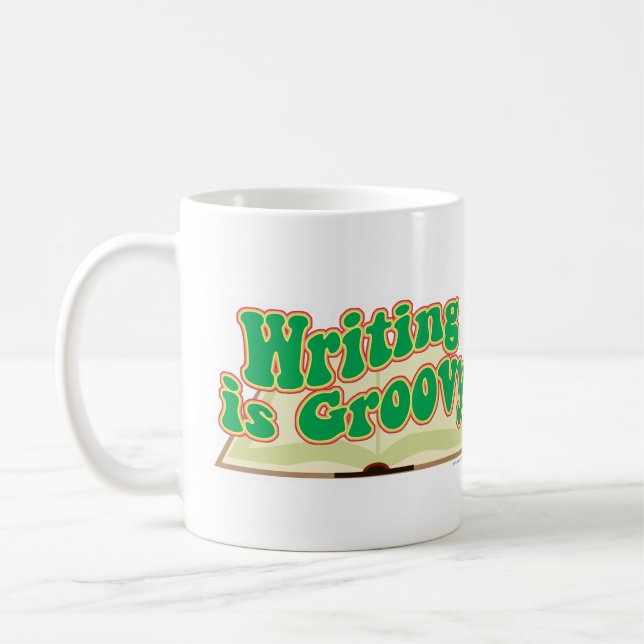 Writing Is Groovy Fun Author Retro Book Style Coffee Mug (Left)