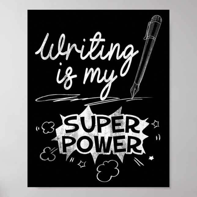 Writing Is My Superwer Superhero Writers And Aus Q Poster (Front)