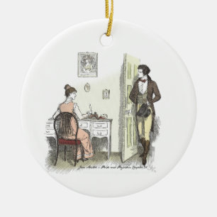 Writing Letters - Jane Austen Pride & Prejudice Ceramic Tree Decoration