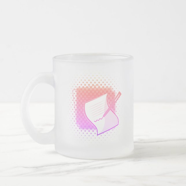 Writing Lover  Frosted Glass Coffee Mug (Left)