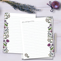 Writing Paper Floral Art Border Lined