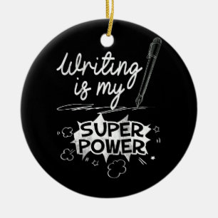 Writing Superpower Superhero Writers and Authors Q Ceramic Tree Decoration