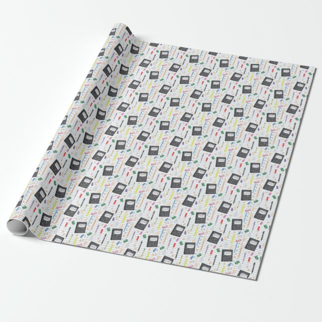 Writing Supplies - School Series Wrapping Paper (Unrolled)