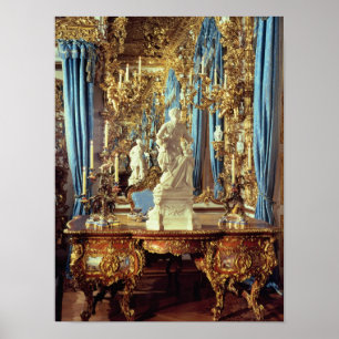 Writing table and statue of Louis XV Poster
