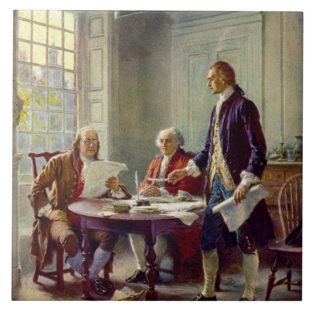 Writing the Declaration of Independence 1776 Tile (Front)