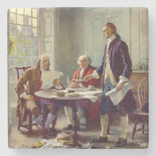 Writing the Declaration of Independence (USA) Stone Coaster (Front)