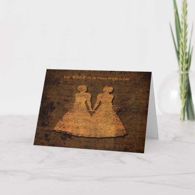 Written in Love Antique Lesbian Wedding Card (Front)